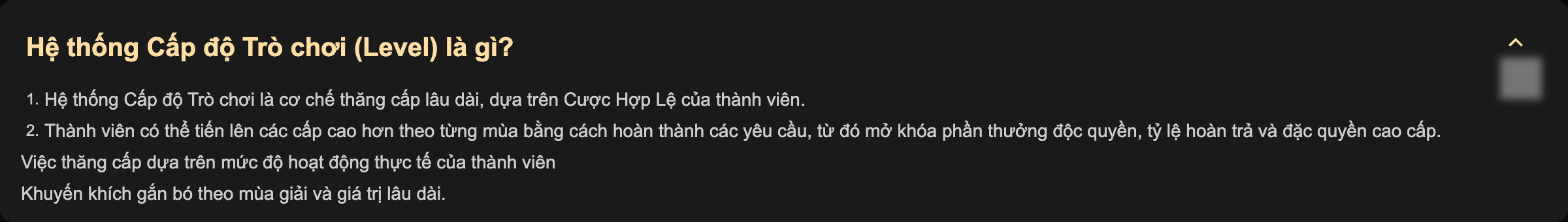JBO VIP hệ thống cấp bậc từ Lv.0 đến Lv.200